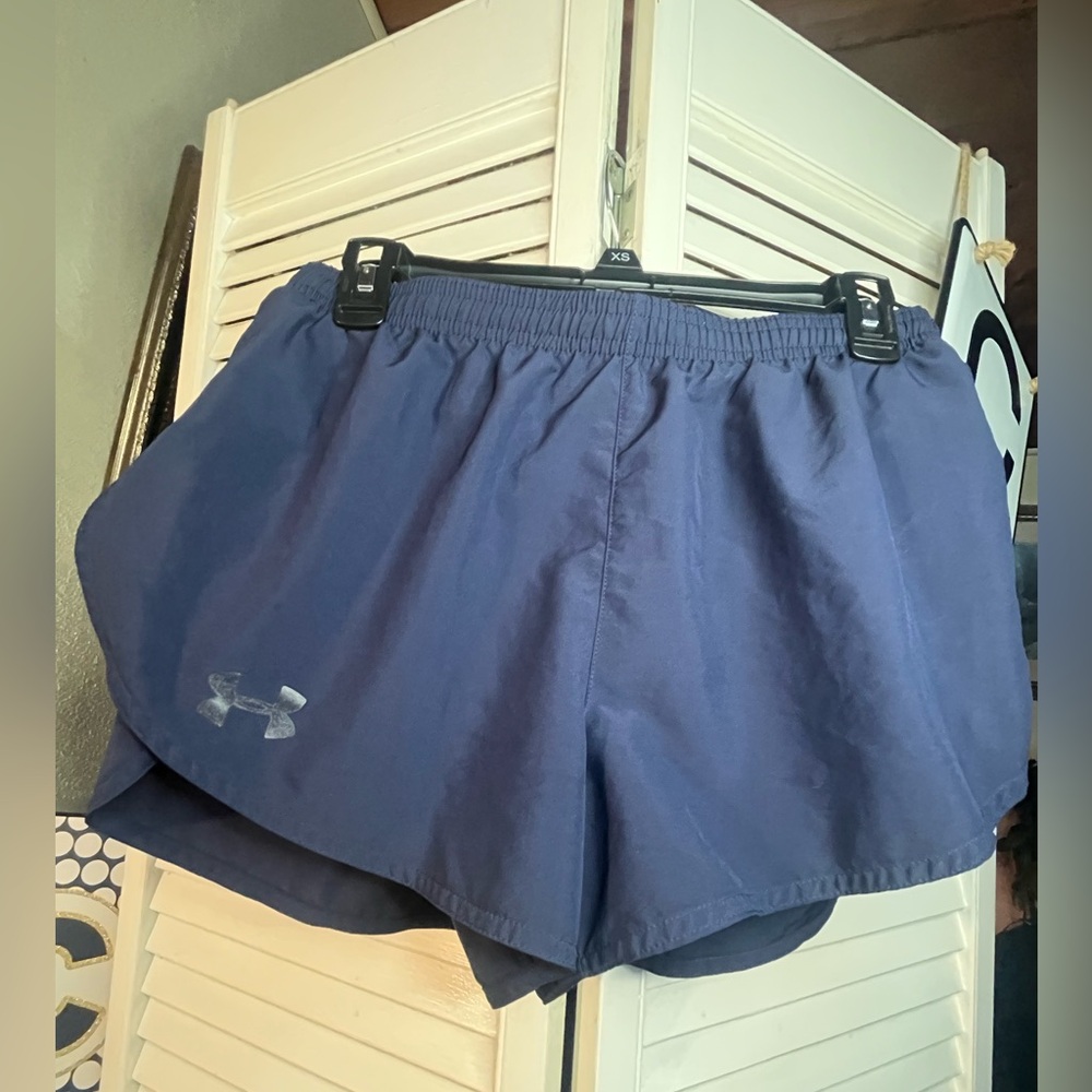Under Armour Deep Blue Running Shorts with underpant like New unisex